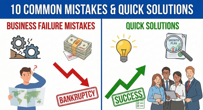 ബിസിനസ്സിനെ പരാജയപ്പെടുത്തുന്ന 10 സാധാരണ തെറ്റുകളും അവയ്ക്കുള്ള പരിഹാരങ്ങളും (10 Common Mistakes That Cause Business Failure and Its Quick Solution)